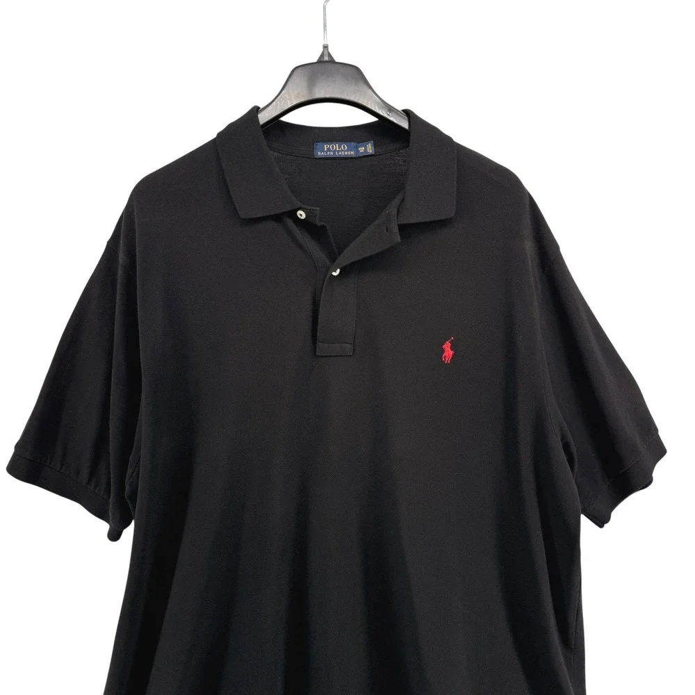 Polo Ralph‎ Lauren Polo Shirt Mens 2XB BIG Pre-Owned Polo Black Red Pony Cotton